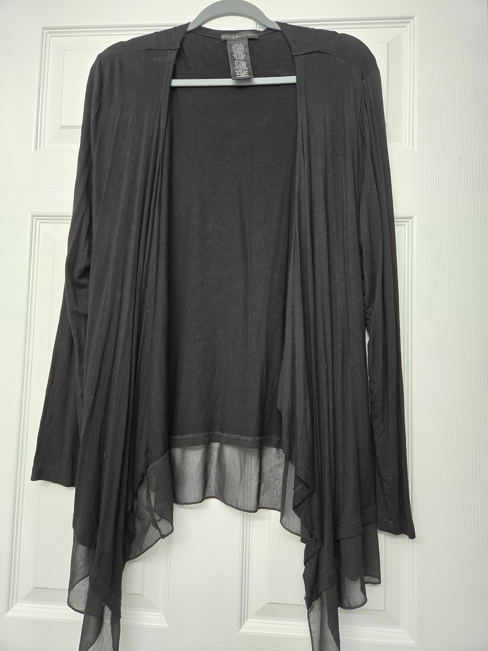 Open Black Draped Waterfall Cardigan